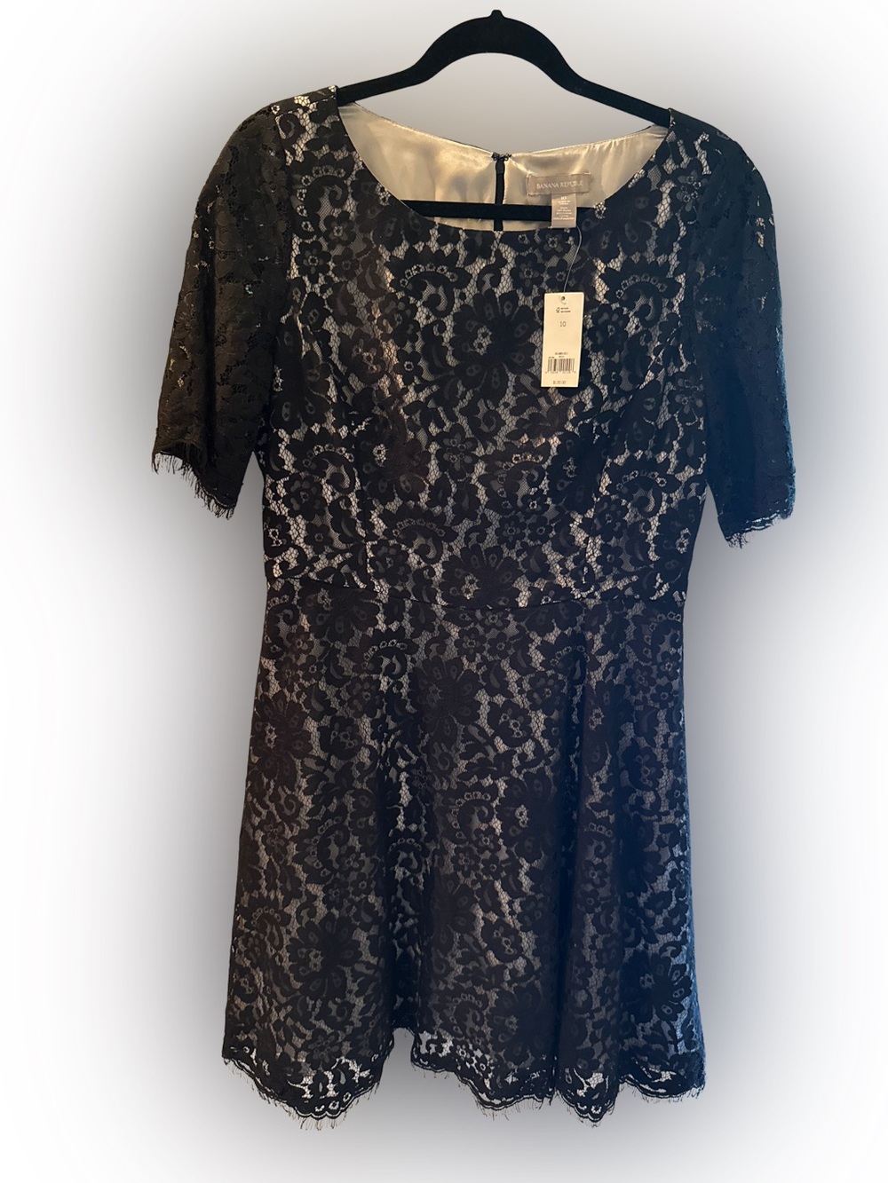 Banana Republic Floral Lace Cocktail Dress Black 10 NEW WITH TAGS